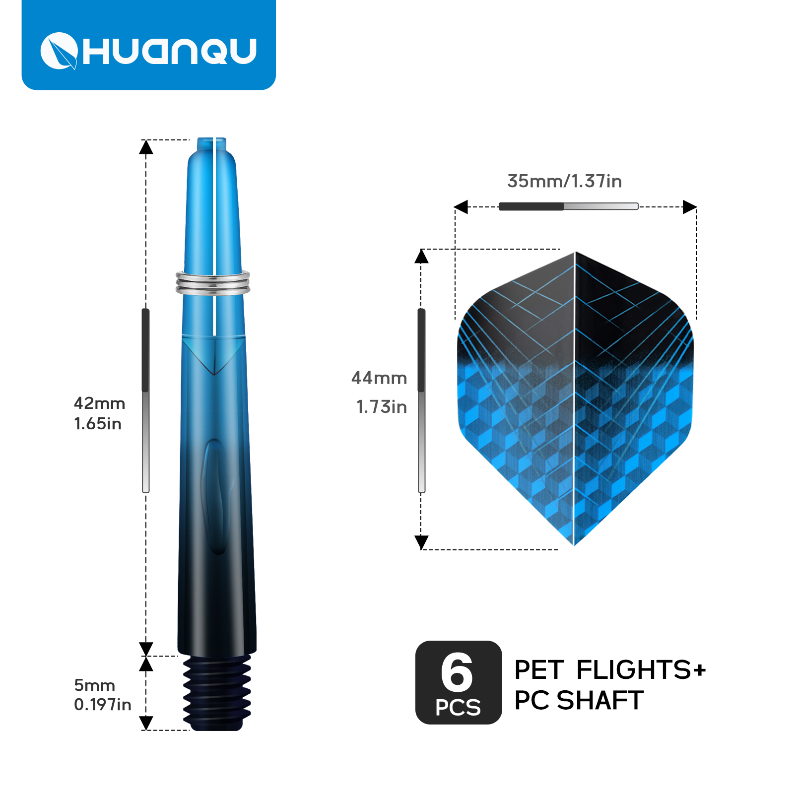 Huanqu 47mm Dart Shafts 6Pcs+  - Sports Equipment In Flight 评论和价格